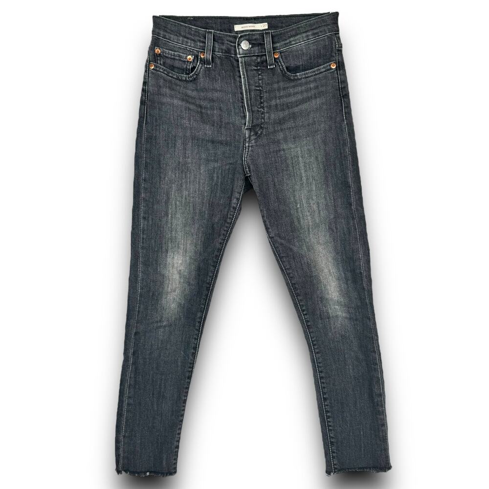 Levis Womens Wedgie Skinny Jeans Faded Black Gray Jeggings Button Fly Size 27